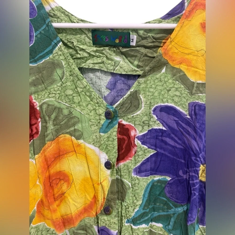 Vintage Jams World Medium Hawaiian Floral Print Maxi Dress and cardigan Set M - Picture 4 of 11